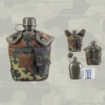 US Feldflache Kunsttsoff mit Hülle und Becher flecktarn