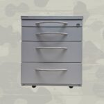 Rollcontainer für Büro Lorbeer grau 4 Schubladen