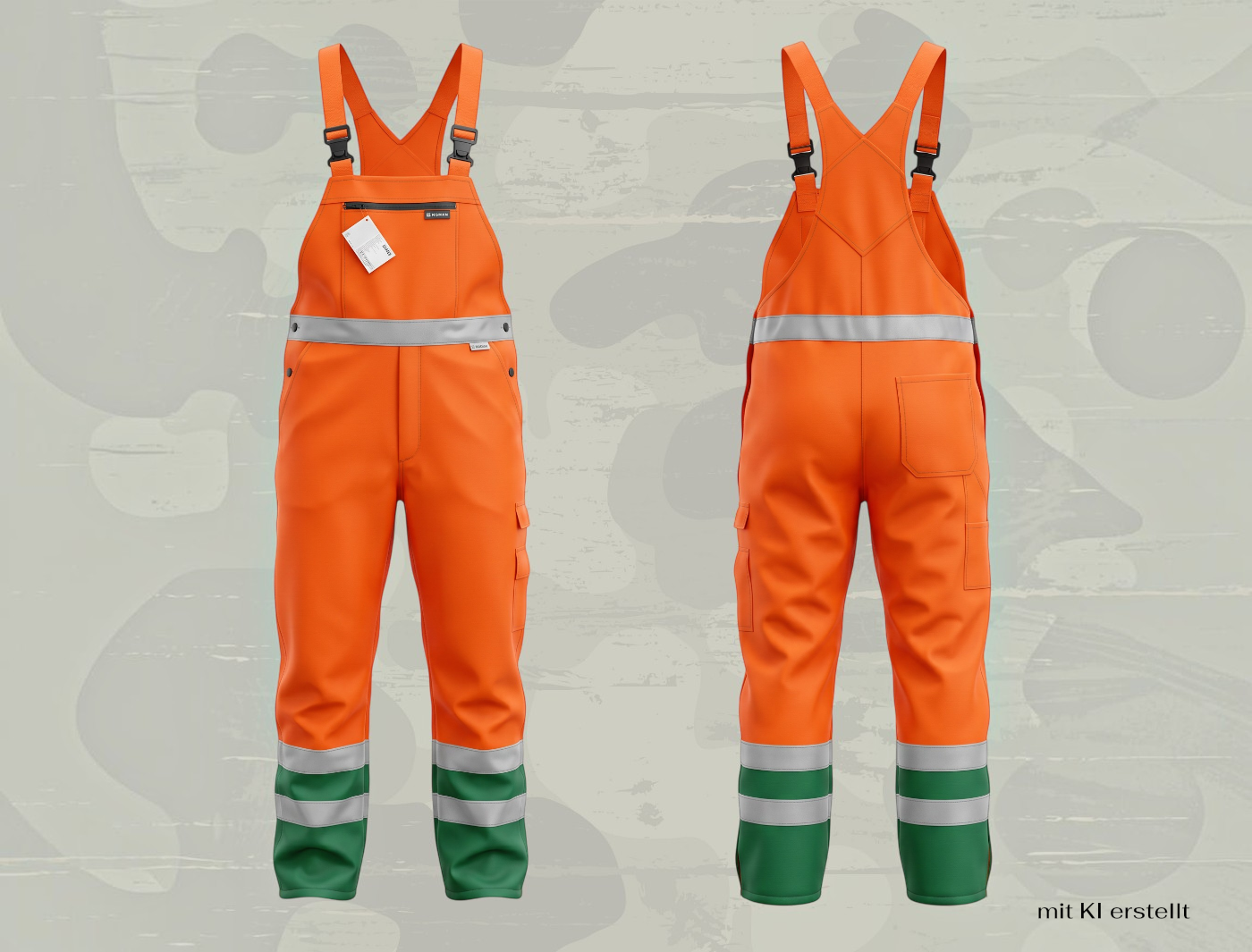 LatzHosePlanamOrange Planam Latzhose Warnschutzhose Winter orange / grün gefüttert – Bild 1