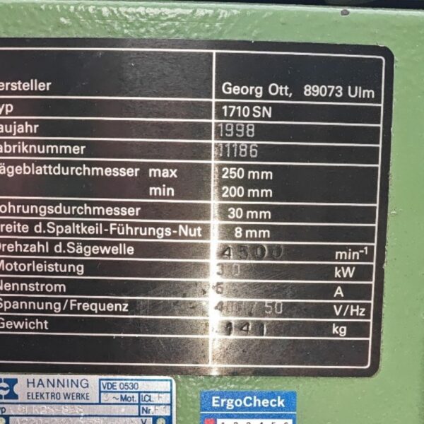 Ulmia 1710SN Kreissäge Formatkreissäge mit Schiebetisch – Bild 4